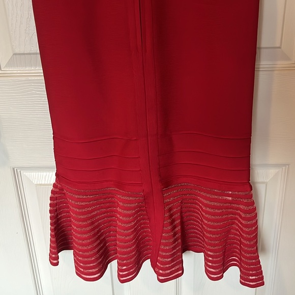 NWT $1690 Herve Leger Fluted Metallic-Trimmed Bandage Midi Dress size M - Picture 13 of 17